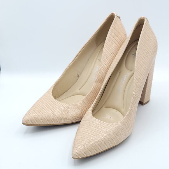 Nine West 9x9 Beige faux Snakeskin heels Pumps women's Size 8 - Picture 4 of 9
